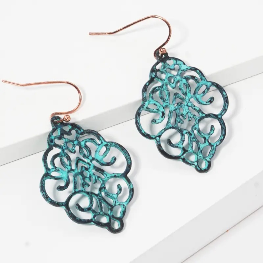 Turquoise Moroccan Filigree Drop Earrings